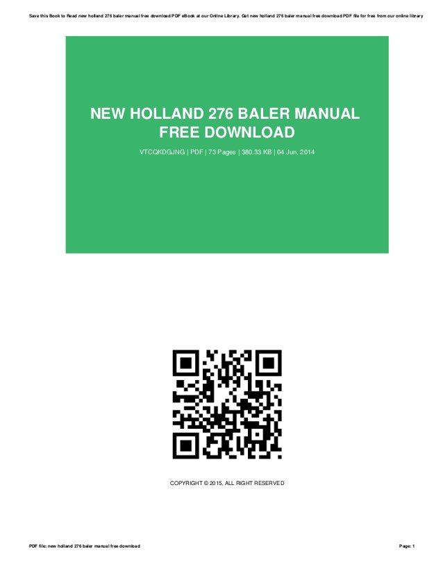 276 New Holland Square Baler Manual Download Free Software